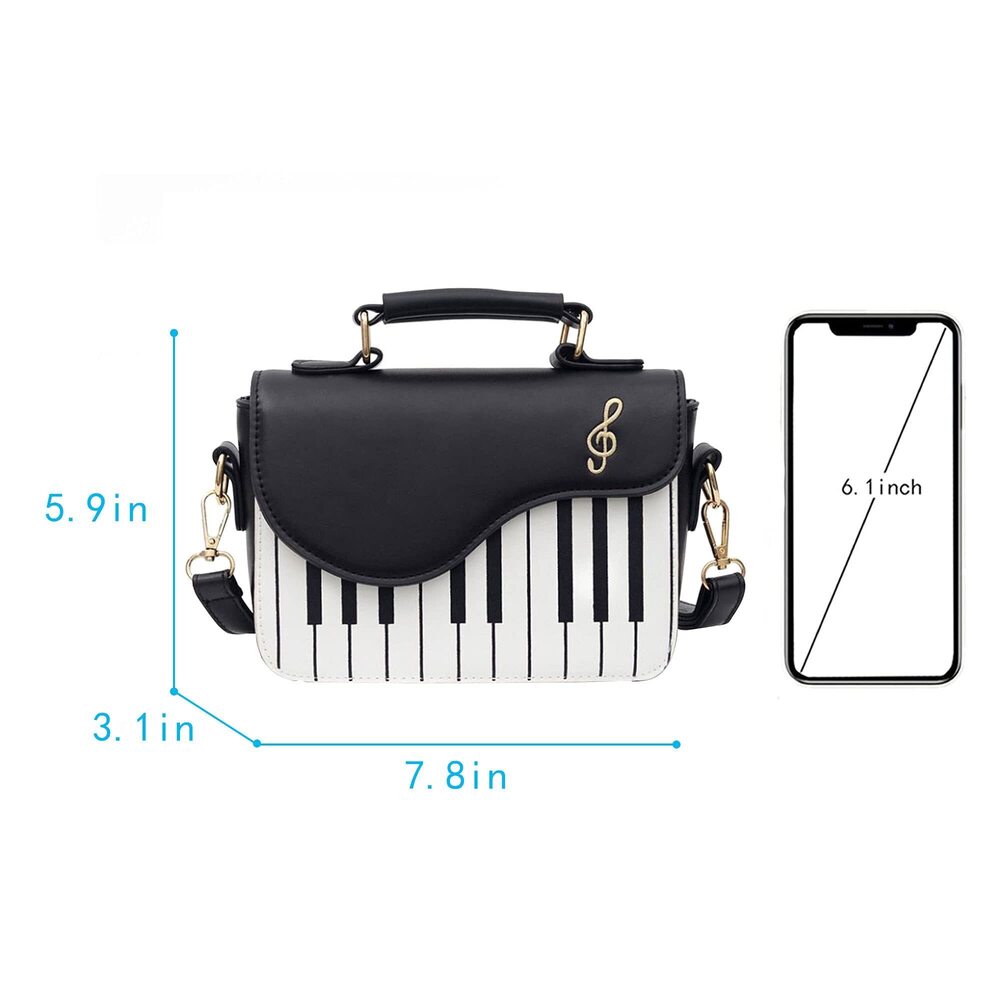 1024 Piano Shape Crossbody Bag Punk Style Top Handle Purses Handbag Satchel - Picture 4 of 8